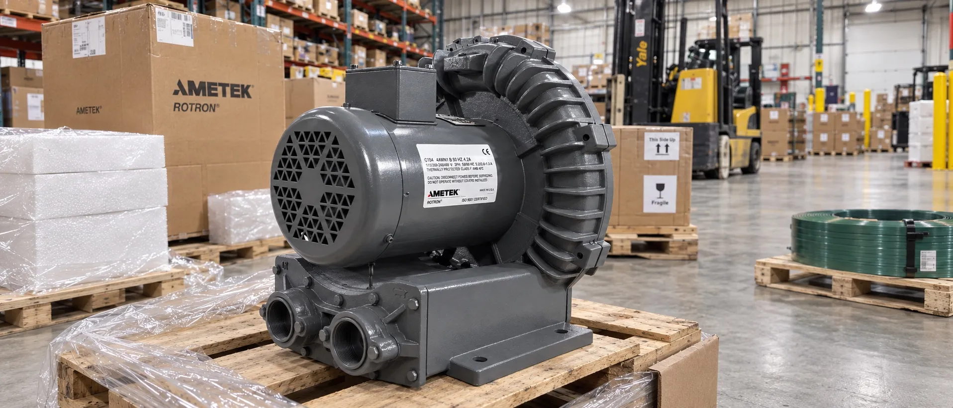 Regenerative blowers on housekeeping pads feeding an aerated basin